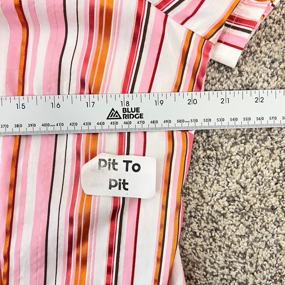 Chico's Women's L Coastal Grandma Academia Metallic Striped Button-Up Blouse - Picture 8 of 10